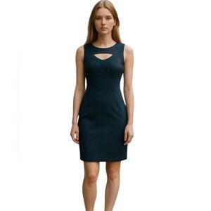 Polka dot dress in black/blue from Colori, poly/spandex, sz M, lined